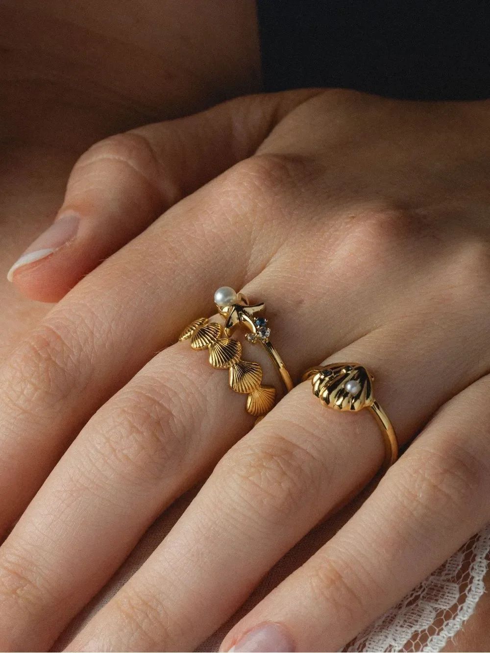 Shell Motif ring Q1046 - Picture 2 of 6